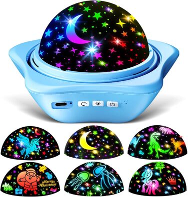 Проєктор зоряного неба One Fire Sternenhimmel для дітей: 96 режимів + 6 фільмів, нічник, обертання 360°, єдиноріг, пульт, 1-9 років, декор кімнати
