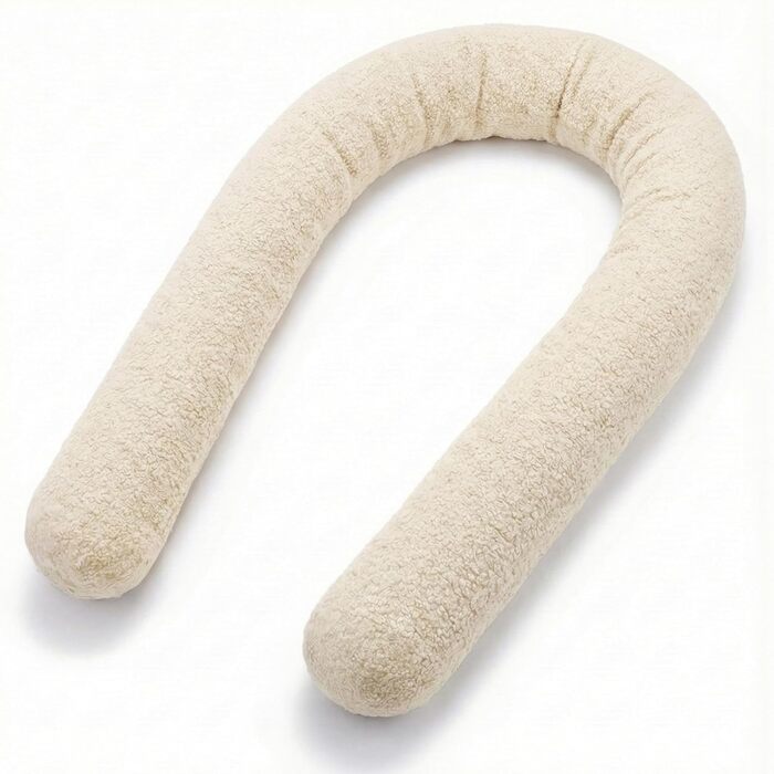 Подушка для сну Totsy Baby (Body Pillow) з бавовни, 200 см, кремова — ергономічна подушка для вагітних та підтримки тіла, Oeko-Tex