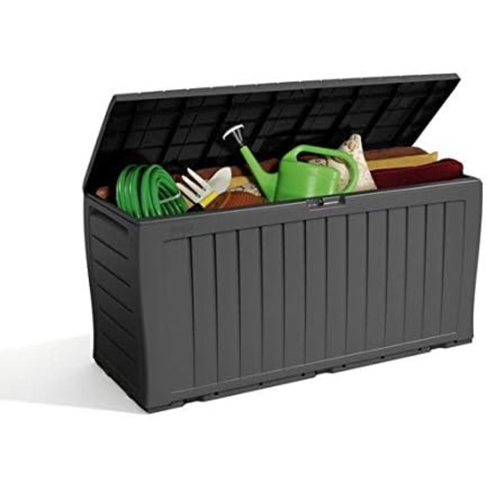 Скриня для зберігання Keter Marvel Plus 270л, сіра, водонепроникна, з сидінням, для саду, тераси, балкону