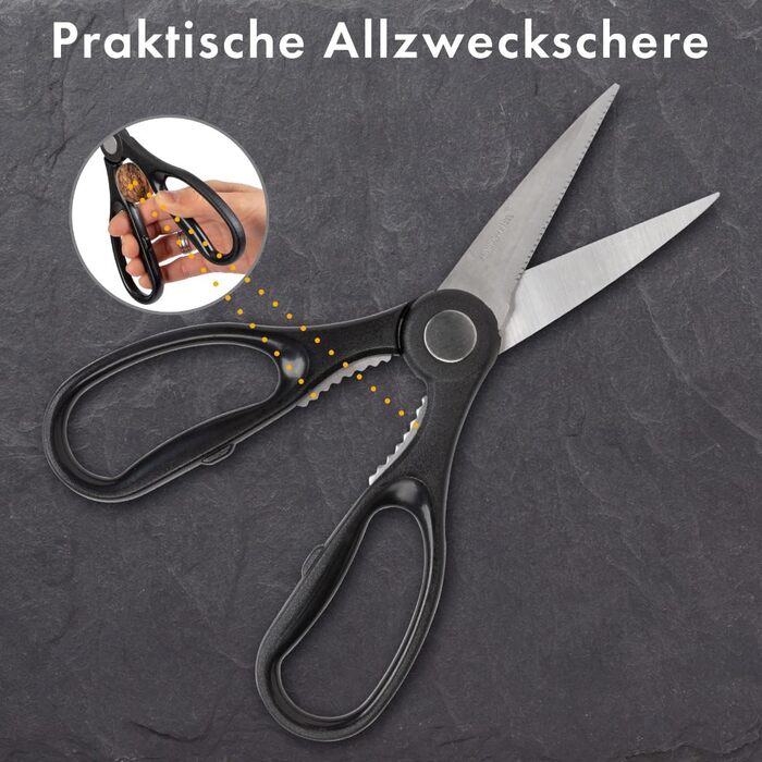 Набір ножів Messerblock з 7 предметів | Набір ножів для кухні з кухонними ножами та ножицями | Набір ножів з нержавіючої сталі C-MBS 4018 білий