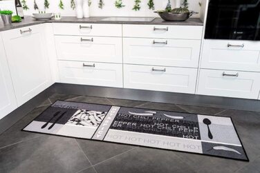 Андіамський кухонний бігун Стиль гострий перець, легкий у догляді і міцний, з малюнком Чилі, Розмір (67 x 200 см, сірий)