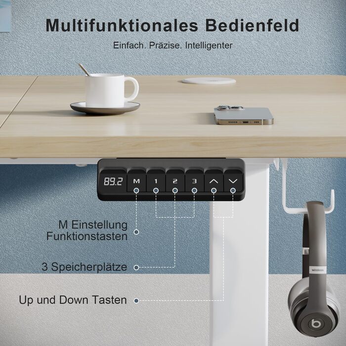 Регульований стіл, електричний, ергономічний, для дому та офісу, білий (150 x 60 см, бежевий)