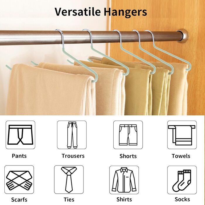 Металеві вішалки для штанів AIY05B (зелені, 20 шт.) - зручні та компактні