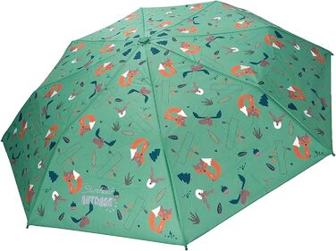 Дитяча кишенькова парасолька Лісові тварини - Дитяча парасолька, шкільна кишенькова парасолька, зі світловідбиваючим логотипом - зелений
