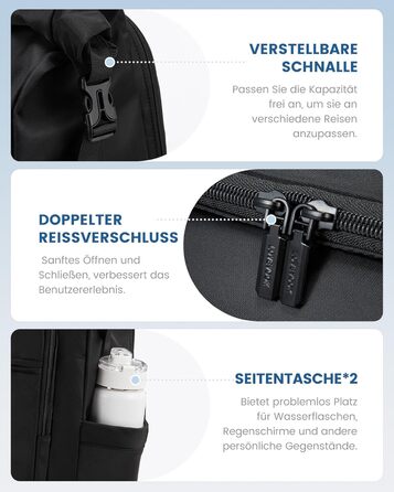 LOVEVOOK Рюкзак Rolltop, чорний, 17.3 дюйми, водонепроникний, для подорожей, школи, університету, велосипеда