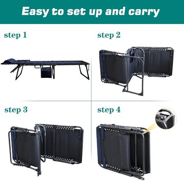 Великий розкладний шезлонг для саду: 5 положень спинки, Outdoor, XXL, триногий, для пляжу/кемпінгу, до 150 кг, з подушкою та кишенею, 200x68 см, сірий (Navy_s, 190x59 см)