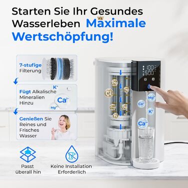 Система зворотного осмосу Waterdrop CoreRO для встановлення на стільницю, миттєвий нагрівач гарячої води, 5 температурних опцій, 6-ступенева фільтрація, 3:1 чиста вода/стоки, зменшує PFAS, без встановлення, WD-C1H, миттєво гаряча вода (температура кімнати