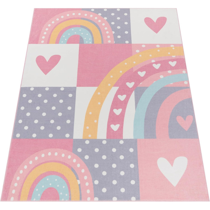 Килимок дитячий Paco Home нековзний, Crown Hearts Dots, 80x150 см, різнокольоровий