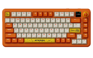 Бездротова механічна клавіатура Ajazz  AK820 MAX  Avocado Switch Orange-White Theme-RGB--With Screen