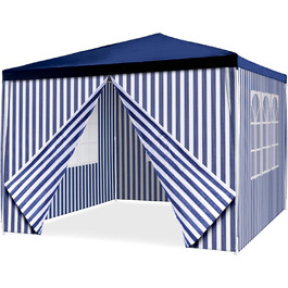 Торговий павільйон Nexos 3x3 м з білого поліетиленового брезенту 110 г/м 4 бічні панелі Marquee Garden Tent Захист від сонця Сталевий каркас Фестивальний намет Намет для заходів Намет для вечірок (синій)