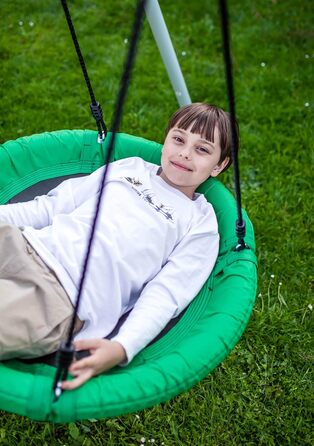 Гойдалка-гніздо для саду HyperMotion Storchennest з А-рамою, 2 місця, 150 кг, зелено-сіра (HYP1)