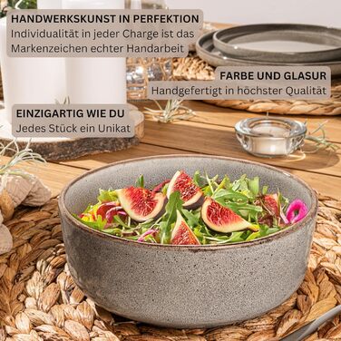 Набір посуду SÄNGER Tafelservice 18 предметів: 6 тарілок для їжі, 6 тарілок для десерту, 6 мисок, коричневий, кераміка для 6 осіб