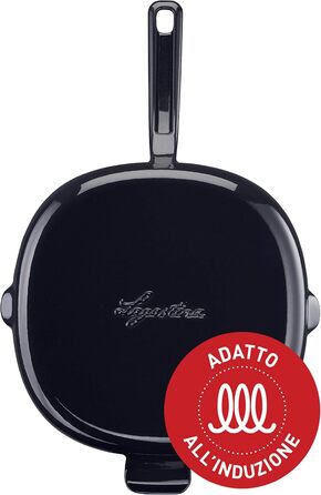 Lagostina Tradizione: сковорода-гриль з емальованого чавуну 26x26 см, для індукції, газу та духовок до 220°C, для м'яса, риби, хліба