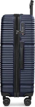Набір валіз REDOLZ 3 шт. | Легкі валізи-тролі з ABS-пластику | Для жінок та чоловіків | 4 колеса, TSA-замок (Essentials 16) (Dark Blue, L 77 см)