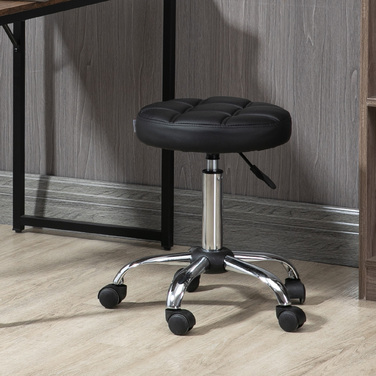 Vinsetto Stool Регульований по висоті поворотний робочий табурет Black Ø35.5 см, штучна шкіра для офісу та салону 51-67 см
