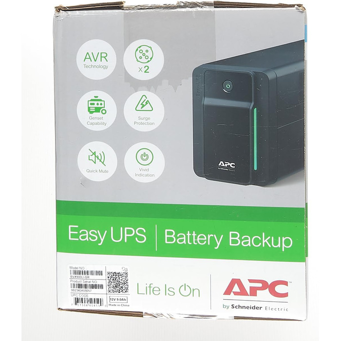 ДБЖ APC Easy UPS - BVX900LI-GR - джерело безперебійного живлення 900 ВА з виходами Schuko, резервний акумулятор і захист від перенапруг, резервний акумулятор зі стабілізатором стабілізатора, світлодіодні індикатори 900 ВА / 480 Вт DIN-виходи одинарні