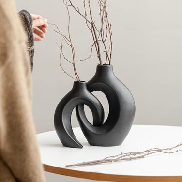 Керамічна ваза SUKIYPO, 2 шт. у наборі, бежева, сучасний дизайн, для дому, офісу, декору інтер'єру