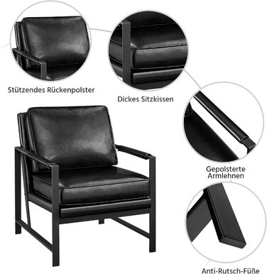 Крісло-реклайнер Yaheetech Retro з металевим каркасом та штучною шкірою (2 шт., чорний)