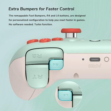 8BitDo Ultimate 2C Бездротовий Контролер для ПК Windows та Android, 1000 Гц, Hall-ефект, Turbofunktion (Світло-зелений)