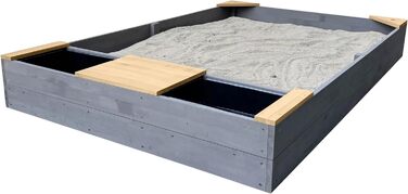 Дерев'яний пісочниця AXI Kelly з лавкою, сидіннями та контейнерами для води | Пісочниця для дітей сірого та коричневого кольору | 180 x 115 см