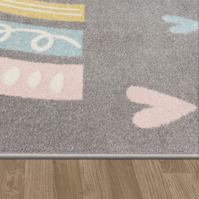 Домашній дитячий килим TT для хлопчиків і дівчаток, дитячий килим у формі серця, сучасна Райдужна пастель, Колір Розмір (80x150 см, сіро-блакитна троянда)