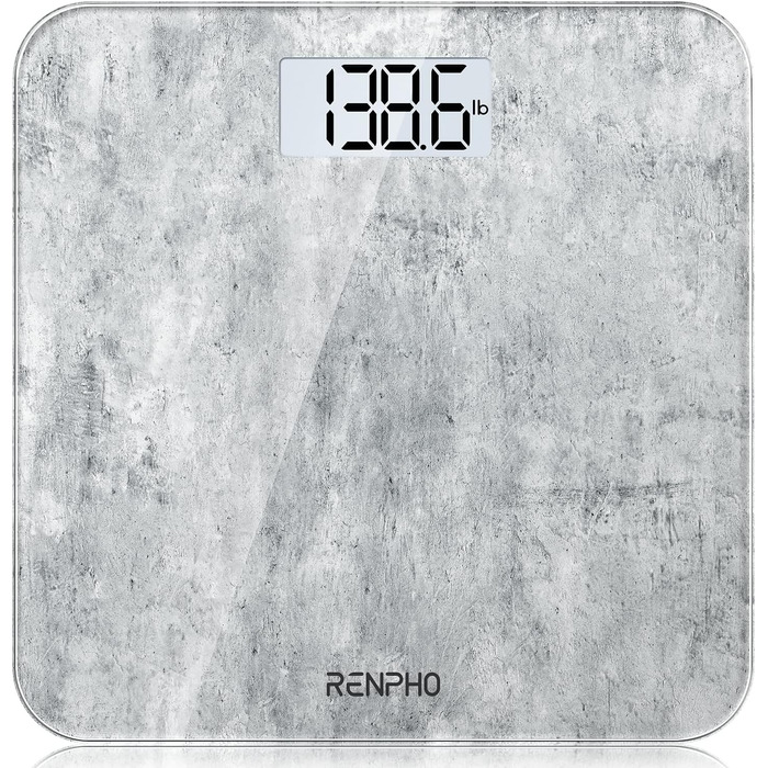 Цифрові ваги для ванної кімнати RENPHO, ультратонкі ваги для тіла з високоточними датчиками, ваги з покроковою технологією, 10,2 дюйма/260 мм (10,2 дюйма/260 мм, бетон)
