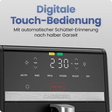 Фритюрниця Chefman TurboFry 8.5 л, 6-в-1, чорна: смаження, випікання, гриль, розігрів, гідратація, розморожування