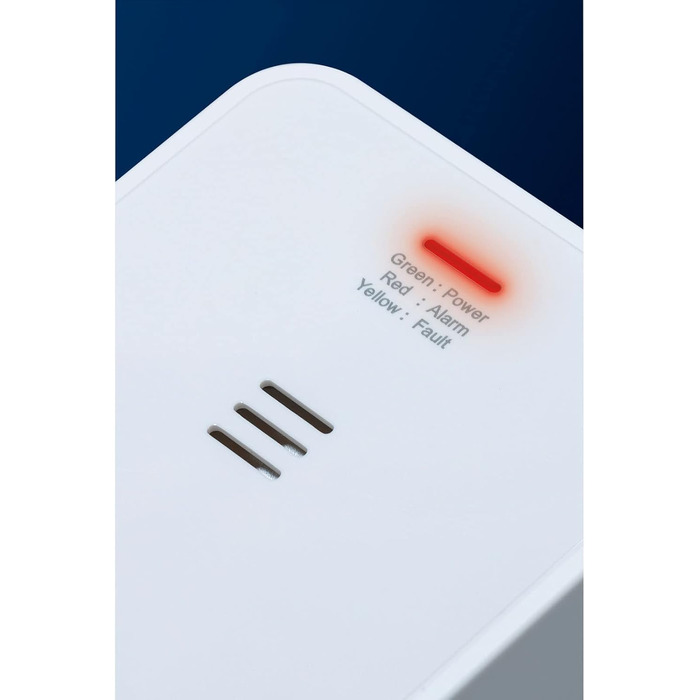 Детектор чадного газу ABUS COWM370 - датчик CO з 7-річним сенсором, гучний сигнал 85 дБ, кнопка тестування та 3 роки роботи від батареї - білий, 1 шт., без дисплея