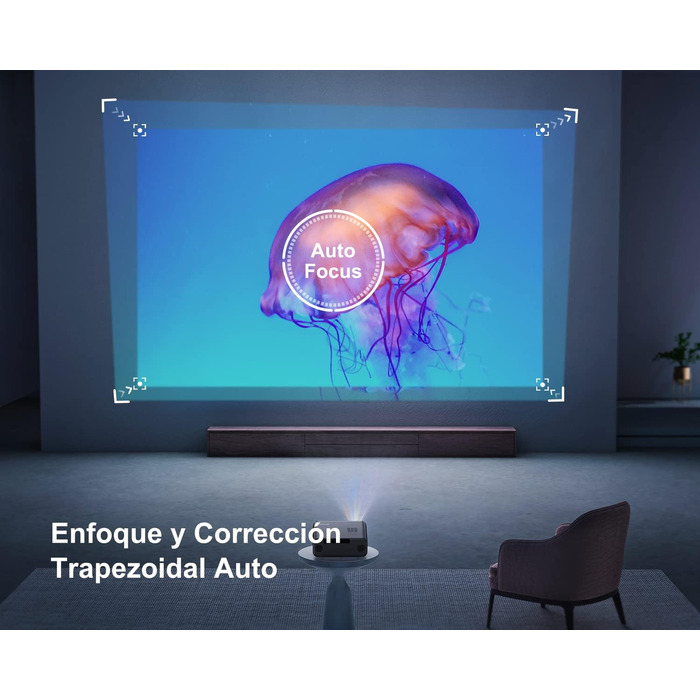 4K проєктор LED Beaer WiiUS 1100 ANSI з автофокусом, корекцією трапеції 6D, підтримкою Netflix, Dolby Audio, Wi-Fi 6, Bluetooth, Full HD 1080P для Android/iPhone (чорний)