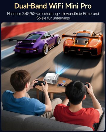 Міні проєктор Beamer Bluetooth WiFi 1080P: Підтримка iPhone/Android, HDMI, USB, Fire Stick, PS5. Компактний проєктор для телефону, фільмів, дому та відпочинку на природі