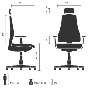 Офісне крісло / Поворотне крісло CAPTIVO BASE W Тканина / Сітка Тканина Сірий HJH OFFICE