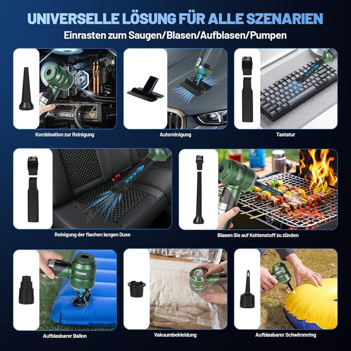 Акумуляторний ручний пилосос HANSILK 4 в 1, бездротовий автомобільний пилосос 25000Па, безщітковий двигун, 3 режими потужності, складаний міні-пилосос для авто, дому, диванів та шерсті тварин