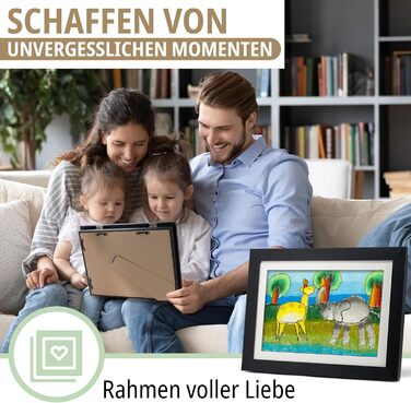 Рамки для дитячих малюнків KIYARI A4, 2 шт. (білі) + 2 шт. (чорні). Набір для зберігання 150 малюнків. Міцне дерево, безпечне скло, ідеально для школи, дитячої кімнати та творчих проєктів.