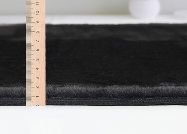 Хутряний килимок Mia's Luna, затишний та елегантний, миється, підходить для теплої підлоги, сертифікований Oeko-Tex (160x220см, чорний)