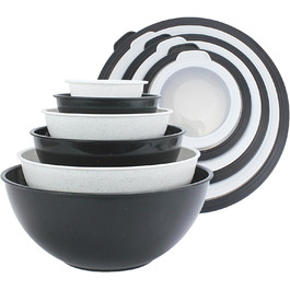 Набір мисок для приготування їжі Cook With Color (12 шт.) з кришками TPR – чорний та білий