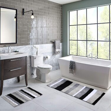 Набір килимків для ванної кімнати Homaxy (2 шт.) з мікрофібри, 40x60 см + 50x80 см, зелено-сірий, вбираючі, м'який, з високим ворсом