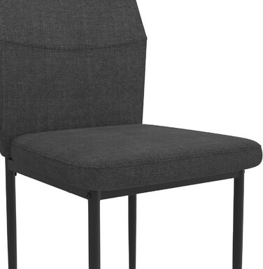 Стілець для обідньої кімнати GOLDFAN (4 шт.) з тканини льон, сірий (чорний), сучасний дизайн, з металевими ніжками