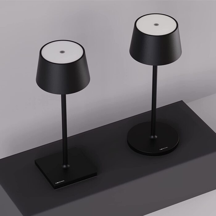 Стильна LED-лампа Stilosa на акумуляторі - бездротова торшерна лампа з датчиком дотику, регулюванням яскравості, USB-C зарядка, для дому та на вулицю (чорний, квадратна база 30 см)