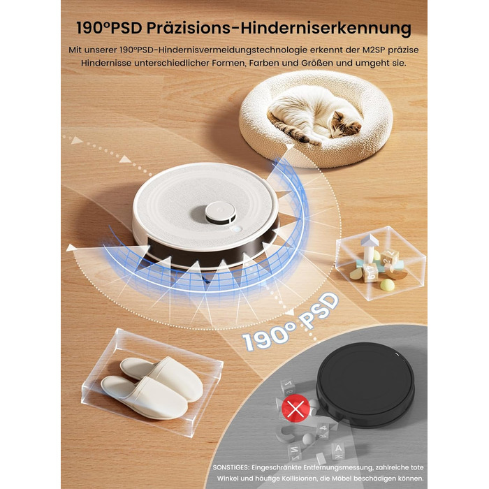 Робот-пилосос LEFANT M2S Pro з функцією миття, 5000Pa, лазерна навігація, LiDAR dToF, 150 хв, розпізнавання килимів, керування через додаток/голос, ідеальний для шерсті тварин, чорний