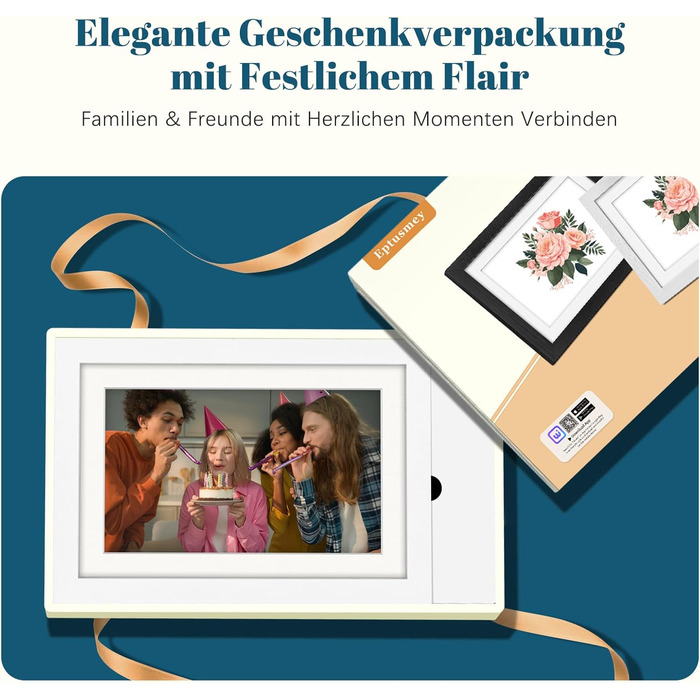 Цифровий фоторамка Eptusmey 10.1 дюймів з Wi-Fi, дуб, 32GB, IPS Touchscreen, відтворення фото/відео через Uhale APP, подарунок для чоловіків та жінок, білий