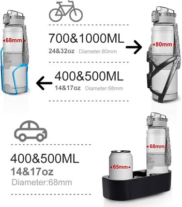 Пляшка для пиття Zounich, 1 л, спортивна, без бісфенолу А, герметична, 700 мл / 500 мл / 400 мл, пластикові пляшки для води для занять спортом, пластикові пляшки для пиття для дітей, шкільні, велосипедні, пляшки для пиття, фільтр, газований, підходить для
