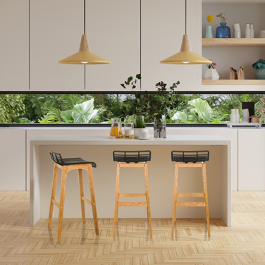 Барний стілець LONSO W з дуба та чорного пластику hjh OFFICE