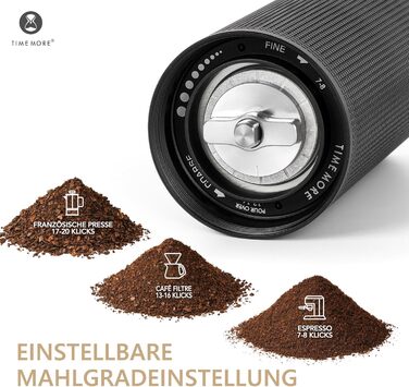 Ручна кавомолка TIMEMORE Chestnut C3s PRO: для еспресо та френч-прес, чорна
