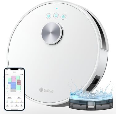 Робот-пилосос LEFANT M1 з функцією миття, LiDAR-навігація, 4000Pa, 200 хвилин роботи, самостійна зарядка, Wi-Fi, 8 зон заборони, ідеально для шерсті тварин, килимів, твердих підлог