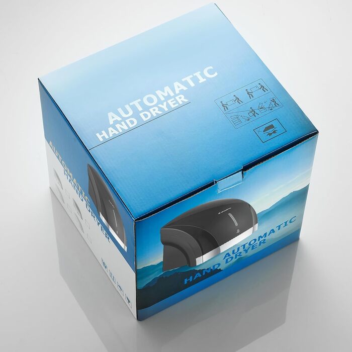 Автоматичний сушар для рук з інфрачервоним сенсором, настінний, 2000W, тихий (40 db), ABS-покриття (чорний)