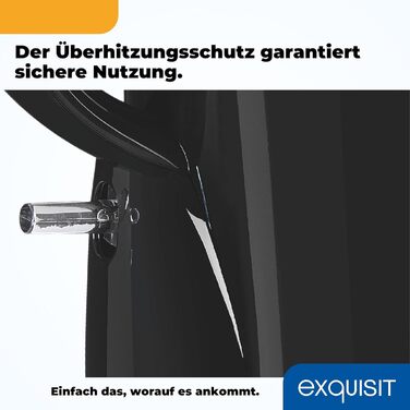 Чайник Exquisit WK 3102 swi Електричний чайник об'ємом 1,7 літра 2200 Вт Проти вапняного нальоту Захист від перегріву та сухого ходу чорний