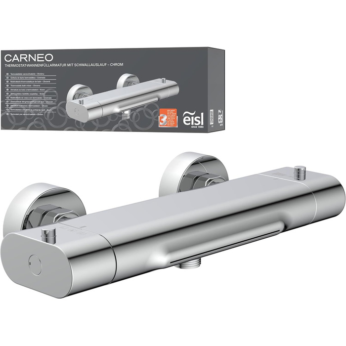 Змішувач для ванни EISL CARNEO з термостатом, водоспадом та захистом від перегріву (38°C), хром