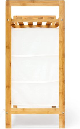 Кошик для білизни Linea Bamboo HxWxГ приблизно 77 x 69,5 x 36 см Пуф для білизни об'ємом 40 літрів, 2 полиці та 3 відділення як контейнер для білизни з мішком для білої тканини та 2 ручками, натуральний Одномісний