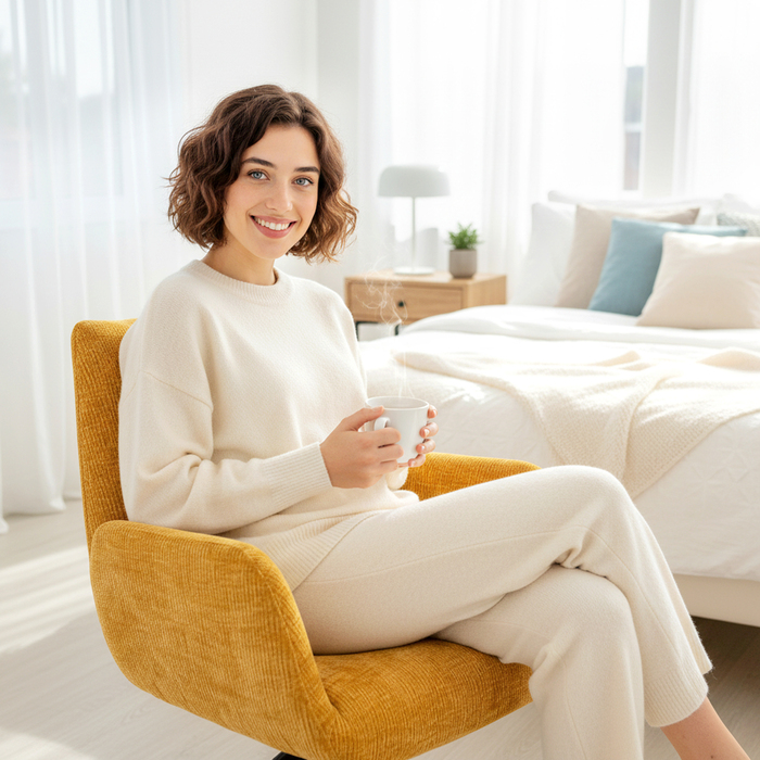 Крісло-шезлонг, акцентне крісло, сучасний дизайн, поворотне, до 120 кг, жовте