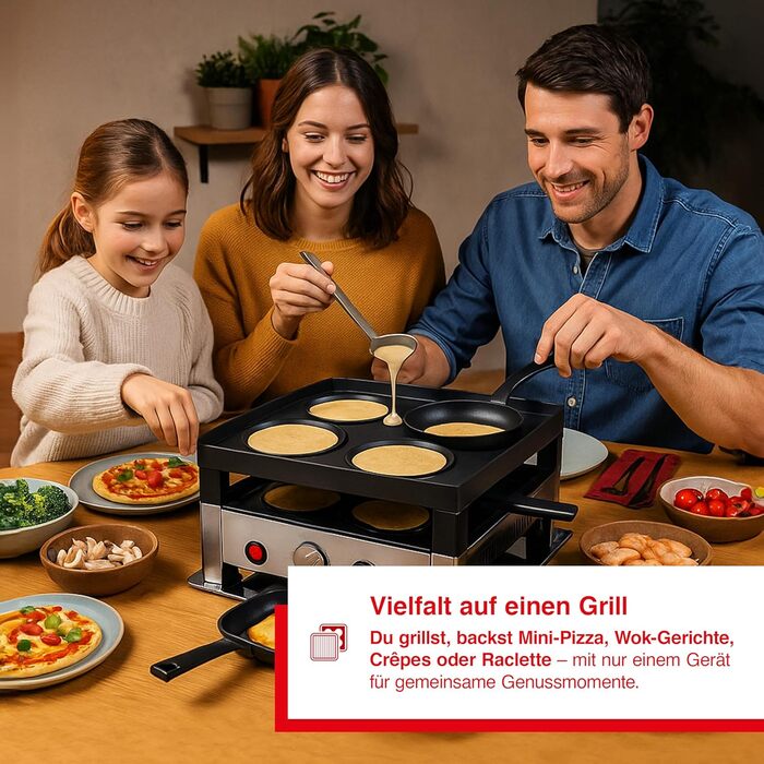 Електричний гриль Solis 5-в-1 7910: Ракле, гриль, вок, піца, крепи - для 4 осіб, нержавіюча сталь, 1020W